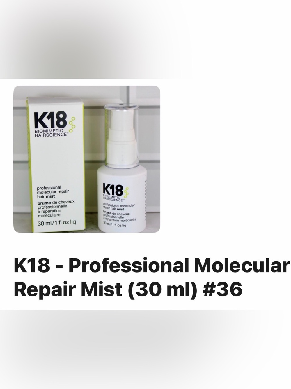 K18 - Professional Molecular Repair Hair Mist — White (30 ml)
